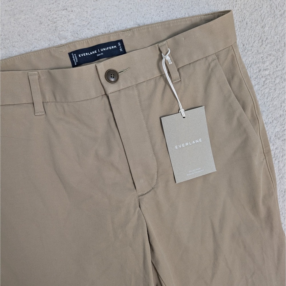 NEW‎ Everlane Uniform Pants Mens 28X30 Beige Chino Slim Fit Flat Front Stretchy